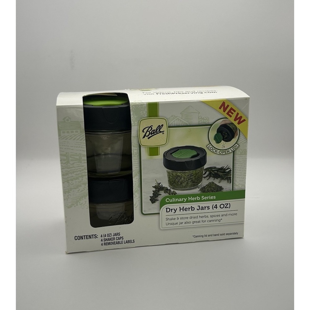 Ball Storage Series Culinary Dry Herb Jars 4 oz with Shaker Caps